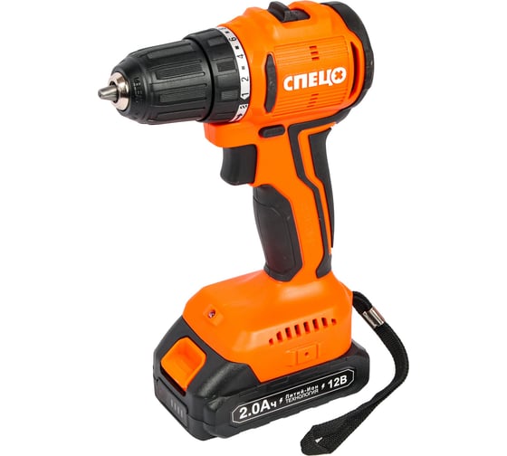 Изображение товара Дрель аккумуляторная Спец БДА-12-Б, (бесщеточный двигатель) 3Д логотип, нов.дизайн, 12В,2аккум 2,0Ач, Ли-Ион, 0-450/0-1450об/мин,30Нм,реверс,регулир.момента, подсветка, зарядка 2 СПЕЦ-4121