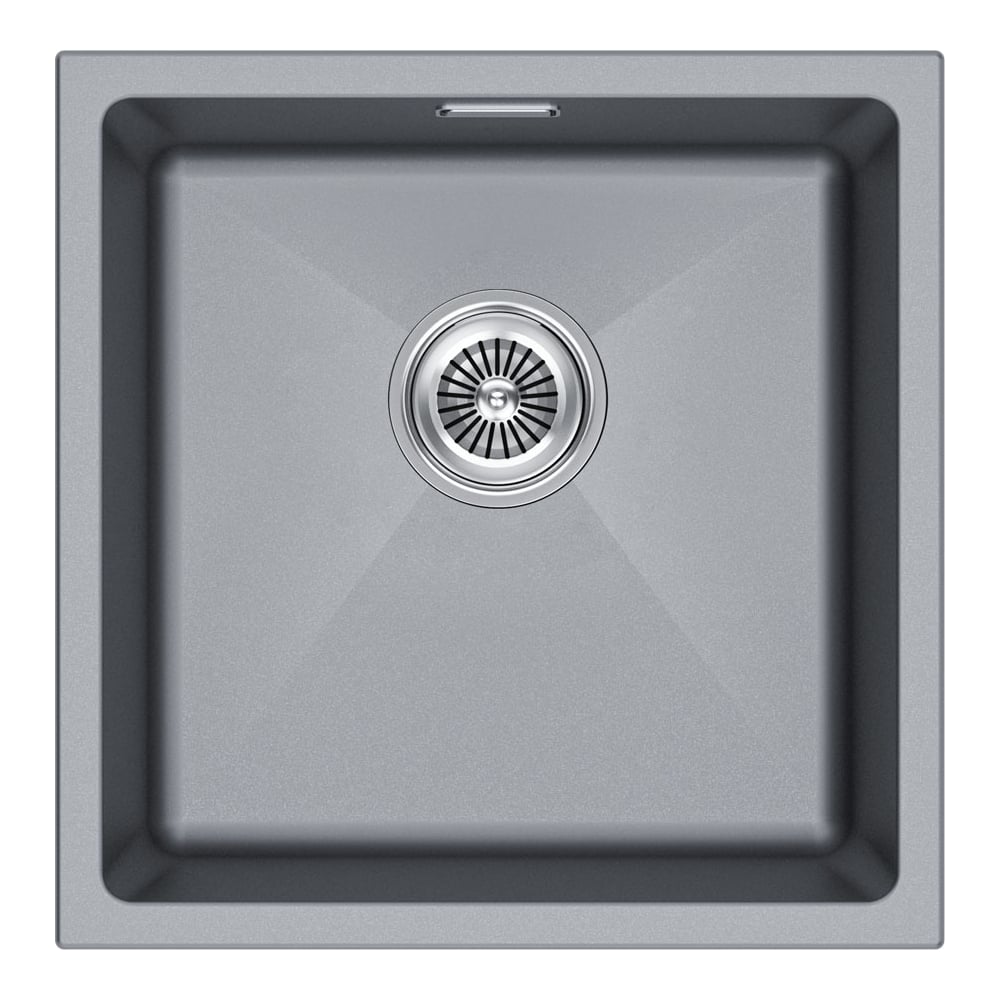 Изображение товара Кухонная мойка Paulmark LUMI 45UNI из искусственного гранита квадратная с сифоном серый металлик