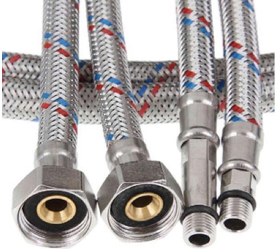 Изображение товара Гибкая подводка для смесителя GRIALE пара, 1/2"/М10, гайкаи-штуцер, 100 см GR57-100