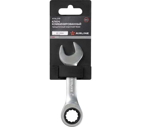 Изображение товара Ключ комбинированный трещоточный короткий Airline PRO 16мм ATAL019