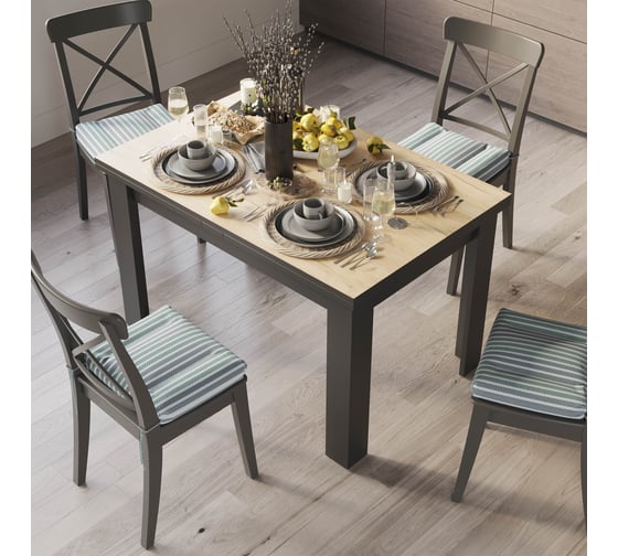 Изображение товара Стол раздвижной ТриЯ Дрезден Тип 2 черный/дуб крафт золотой 258707