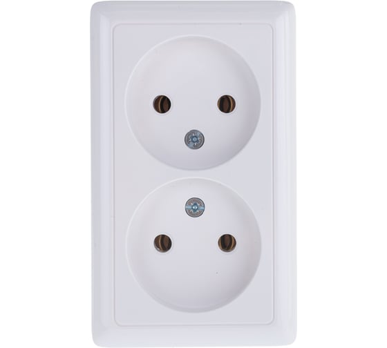 Изображение товара Двойная розетка Systeme Electric ХИТ, О/У, без заземления, без шторок, белый RA16-237-B