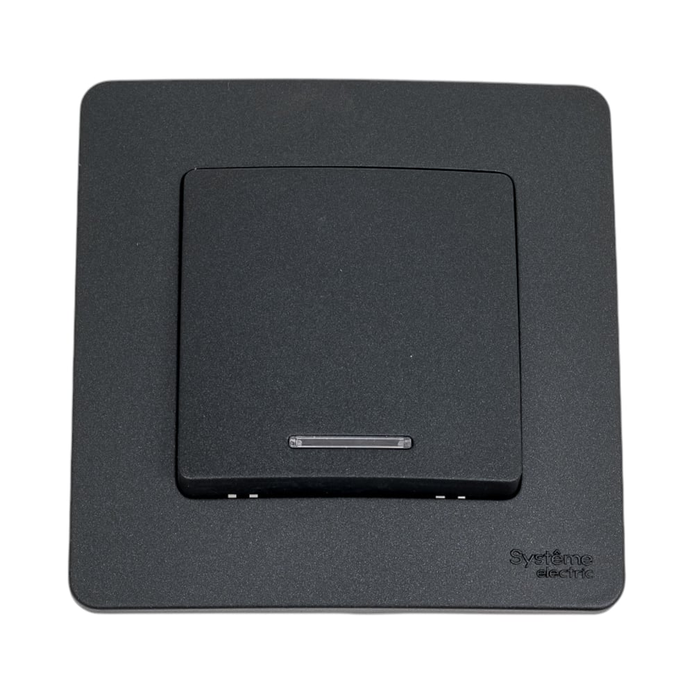Изображение товара Проходной двухклавишный переключатель Systeme Electric Blanca c подсветкой антрацит
