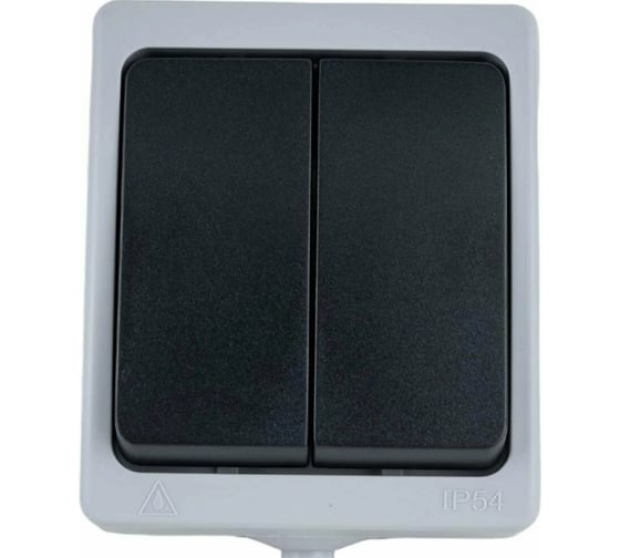 Изображение товара Двойной выключатель накладной HOROZ ELECTRIC ATOM (2-GANG ONE WAY SWITCH) 10A/250V IP54 112-100-0006 HRZ01001528