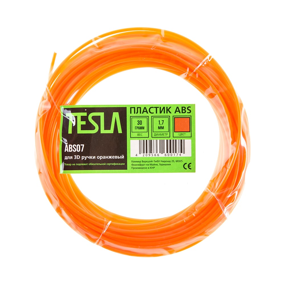 Изображение товара Пластик для 3D ручки TESLA ABS ABS07 оранжевый 10 м