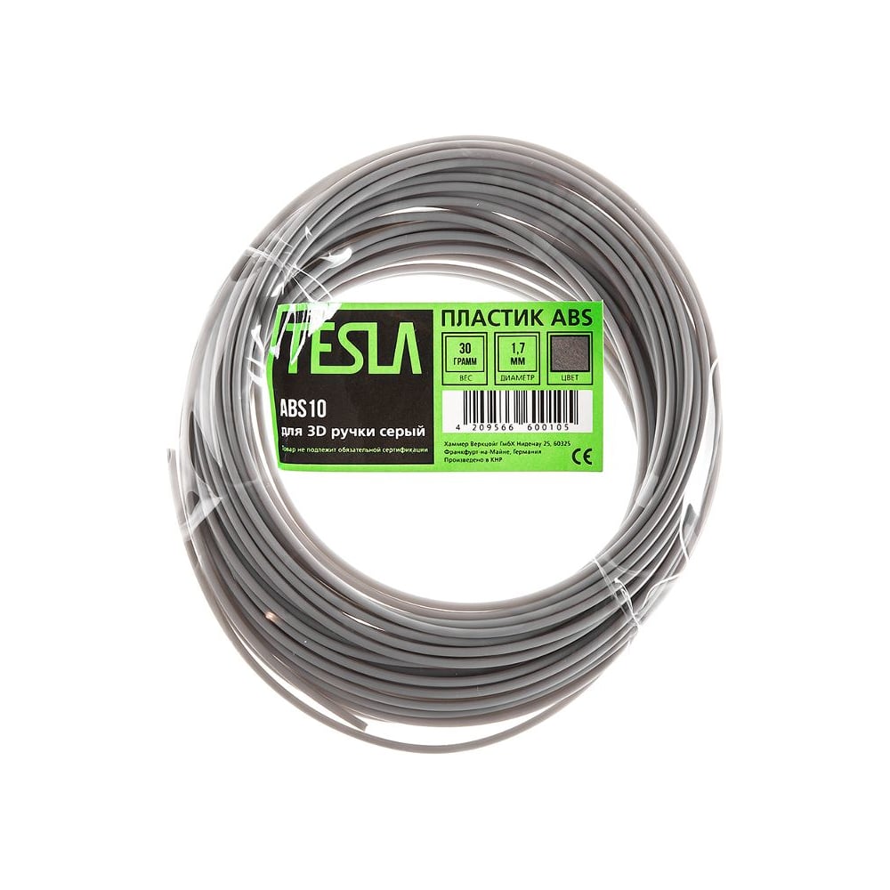 Изображение товара Пластик ABS для 3D ручки TESLA ABS10 серый, 10 м