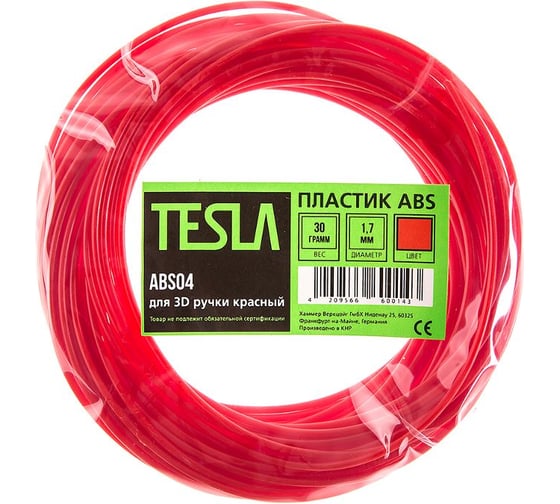 Изображение товара Пластик для 3D ручки TESLA ABS ABS04 красный, 10 м 370461