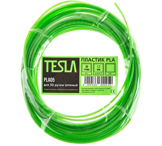 Изображение товара Пластик для 3D ручки TESLA PLA PLA05 зелёный, 10 м 371523