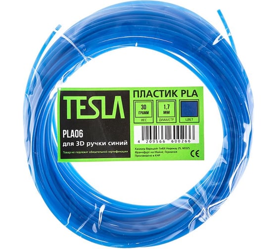 Изображение товара Пластик для 3D ручки TESLA PLA PLA06 синий, 10 м 371524