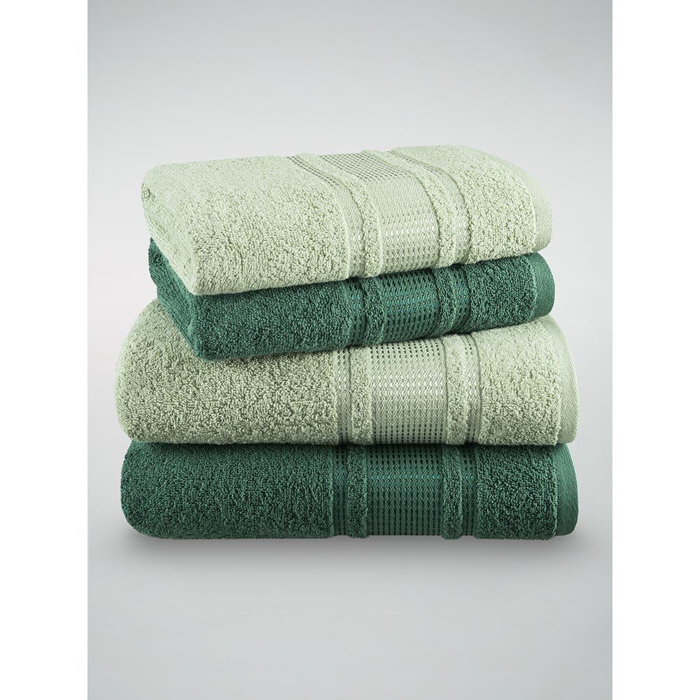 Изображение товара Махровые полотенца DIANA Амелия лавровый/темно-зеленый 50x80 и 70x130 см комплект