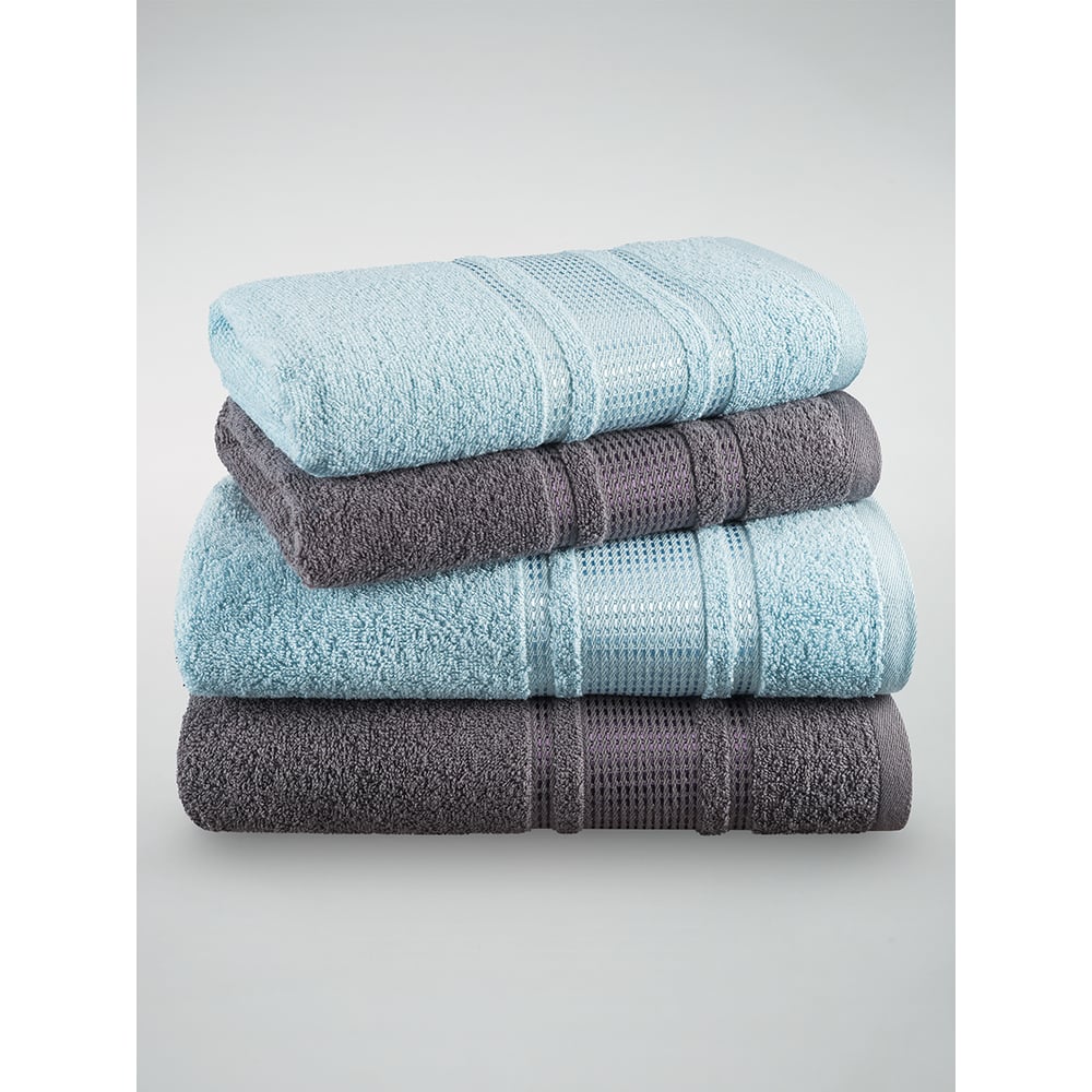 Изображение товара Махровые полотенца DIANA Амелия 2 шт. 50x80 и 70x130 см голубой и серый