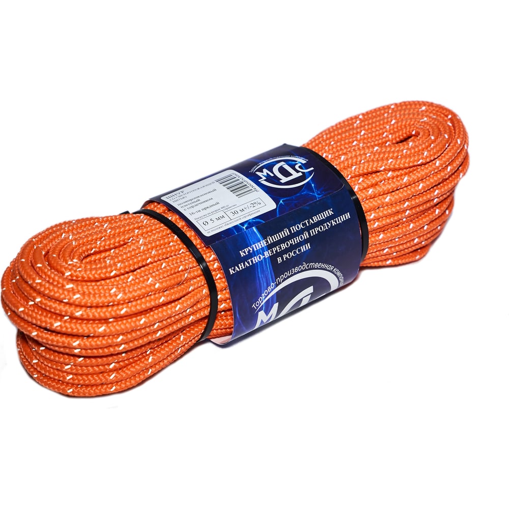 Изображение товара Плетеный шнур торгово-производственной компании МДС ПП, 30 м, диаметр 5 мм, световотражающий, с сер