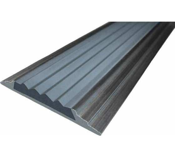 Изображение товара Полоса противоскользящая алюминиевая ООО Элитпроф 46 мм, с серой резиновой вставкой, 2 м АНСП 46 С 200 РС