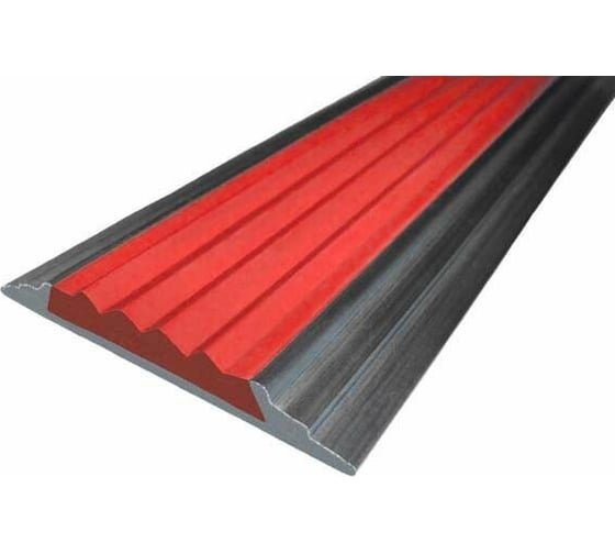 Изображение товара Полоса противоскользящая алюминиевая ООО Элитпроф 46 мм, с красной резиновой вставкой, 2 м АНСП 46 С 200 РК