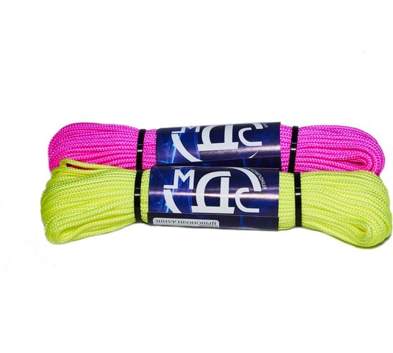 Изображение товара Шнур ТОРГОВО-ПРОИЗВОДСТВЕННАЯ КОМПАНИЯ МДС ПП, плетеный, НЕОНОВЫЙ, 3 мм, 16 прядей, с сердечником, 20 м 7930050323008