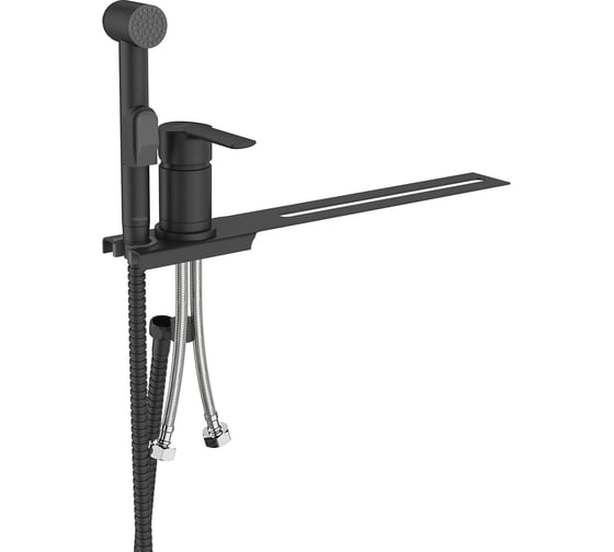 Изображение товара Смеситель с гигиеническим душем Milardo Tidy с установкой на унитаз, черный матовый 001BL00M08