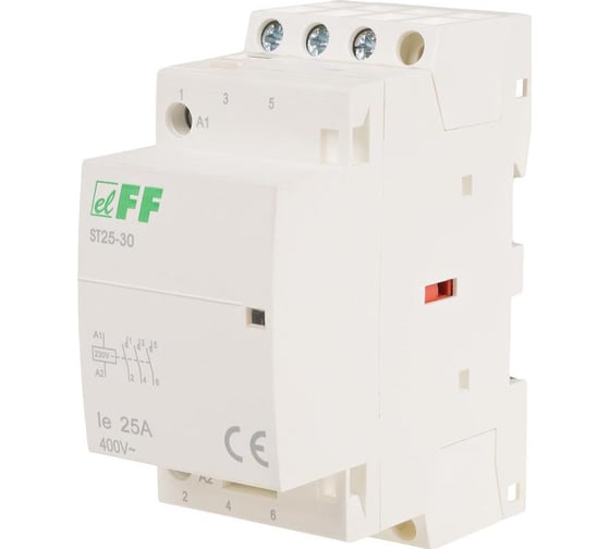 Изображение товара Контактор Евроавтоматика F&F ST25-30 3NO, потребляемая мощность 4,0Вт, 2 модуля, монтаж на DIN-рейке EA13.001.007