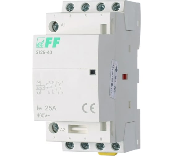 Изображение товара Контактор Евроавтоматика F&F ST25-40 4NO, потребляемая мощность 4,0Вт, 2 модуля, монтаж на DIN-рейке EA13.001.003