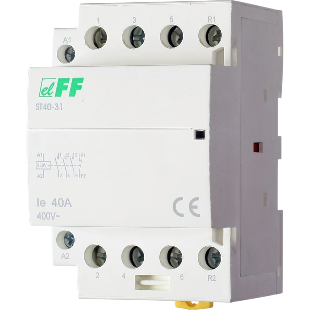 Изображение товара Контактор Евроавтоматика F&F ST40-31 3NO+1NC, потребляемая мощность 6,4Вт, 3 модуля, монтаж на DIN-рейке EA13.001.011