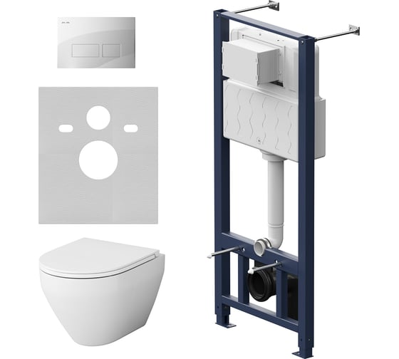Изображение товара Комплект: инсталляция с унитазом, с сиденьем и клавишей AM.PM Spirit V2.0 IS47001.701700