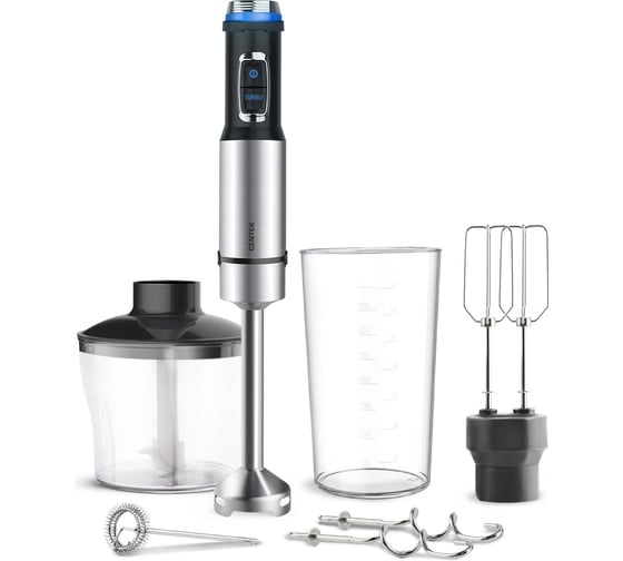 Изображение товара Блендер Centek CT-1311 черный сталь 1500 Вт, 15 скоростей, чоппер, венчик, крюк, капучинатор
