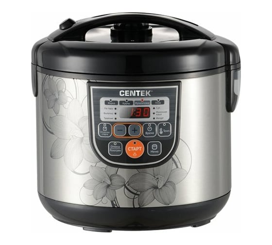Изображение товара Мультиварка Centek (чёрный/сталь) 700Вт, 5.0л, 10 программ +28 программ Мультишеф CT-1498