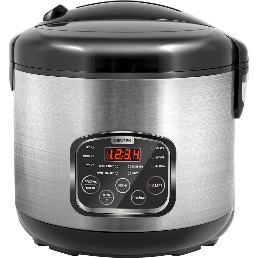 Изображение товара Мультиварка Centek (чёрный/сталь) 860Вт, 5.0л, LED, 10 программ CT-1490