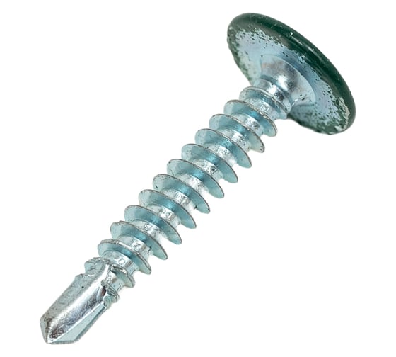 Изображение товара Саморезы с пресс шайбой Госкреп со сверл. 4,2х25мм зеленые RAL6005 20 шт., подвес 1-0017520