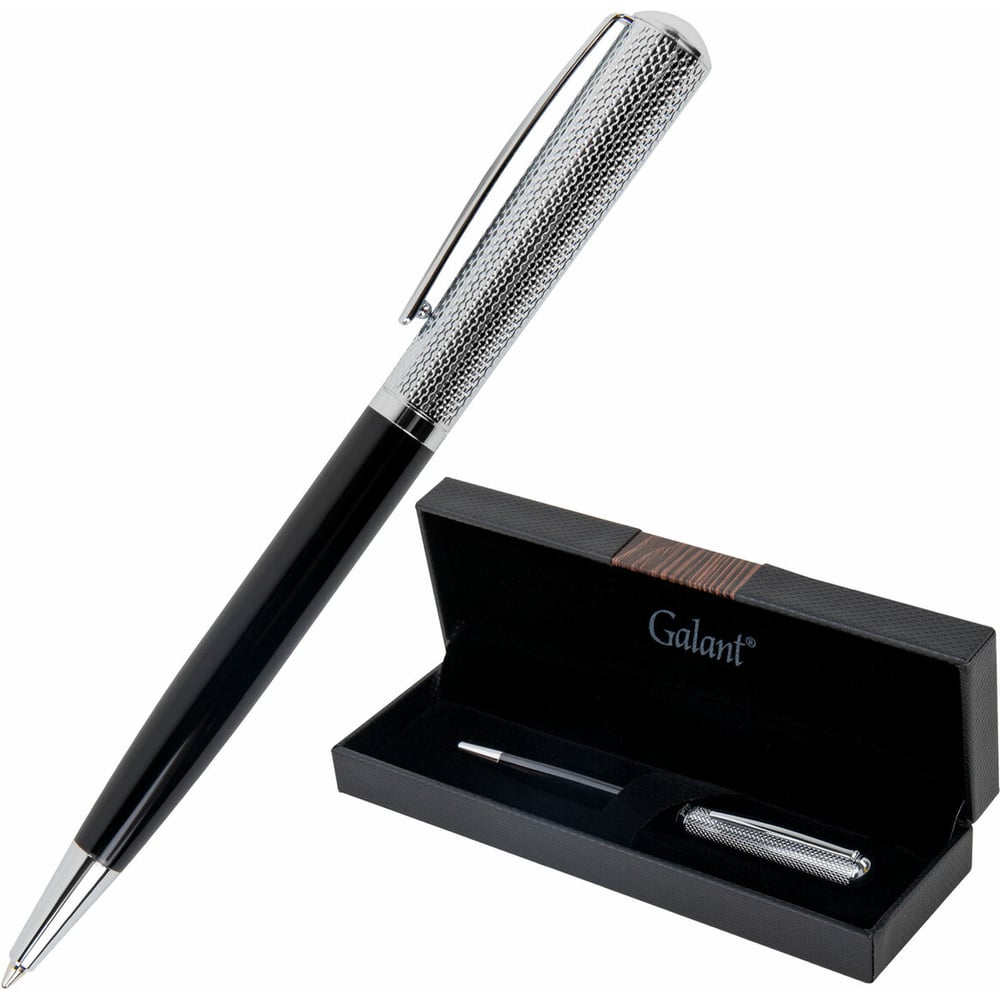 Изображение товара Подарочная шариковая ручка Galant Hector с футляром черный серебро 0,7 мм