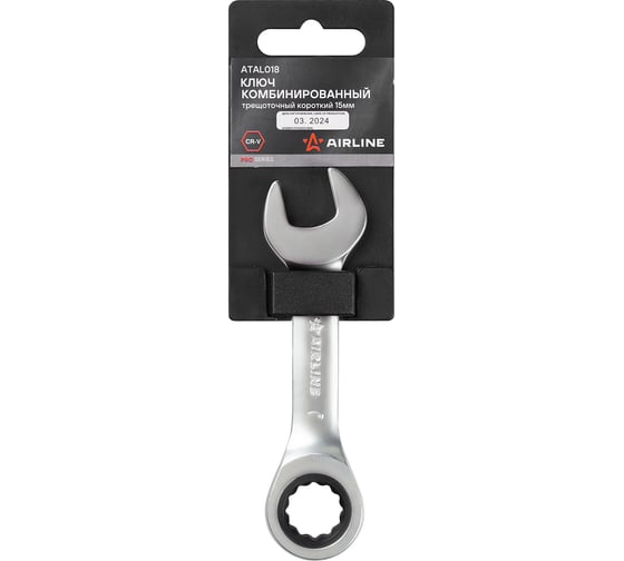 Изображение товара Ключ комбинированный трещоточный короткий AIRLINE PRO 15 мм ATAL018