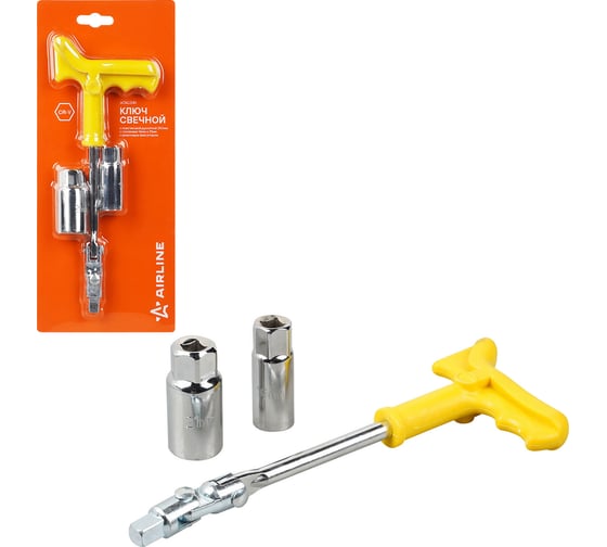 Изображение товара Ключ свечной с пластиковой рукояткой AIRLINE 250 мм, с головками 16 мм и 21 мм, с резиновым фиксатором ATAC041