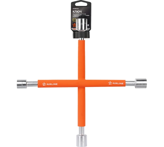 Изображение товара Ключ баллонный крестовой AIRLINE PRO 350 мм, с обрезиненными рукоятками, 17x19x21x22 мм ATAB036