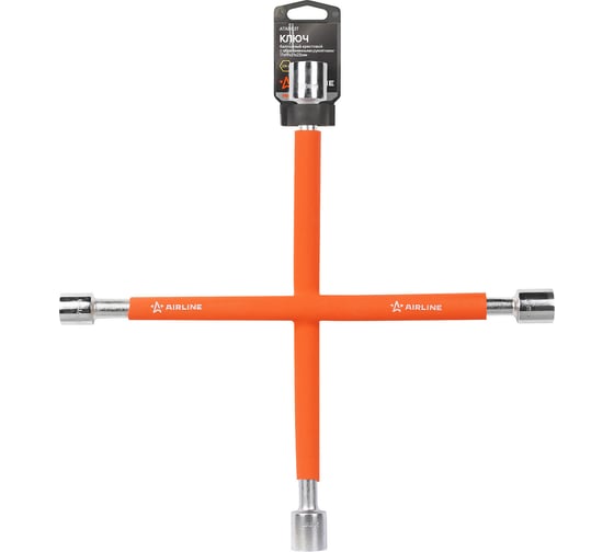 Изображение товара Ключ баллонный крестовой AIRLINE PRO 400 мм, с обрезиненными рукоятками, 17x19x21x22 мм ATAB037