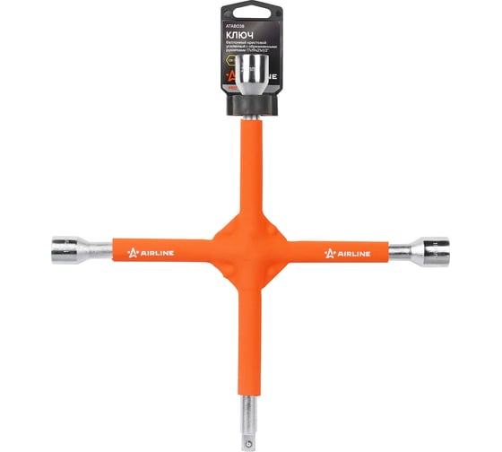 Изображение товара Ключ баллонный крестовой усиленный AIRLINE PRO 350 мм, с обрезиненными рукоятками, 17x19x21x1/2" ATAB038