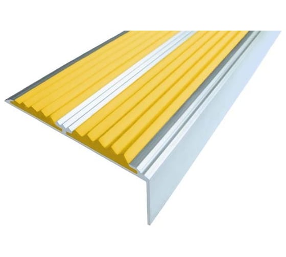 Изображение товара Двойной угол-порог ООО Элитпроф ЕСО противоскользящий, алюминиевый, 68x22,5 мм, с желтой резиновой вставкой АДУ 68х22,5 Ж 135