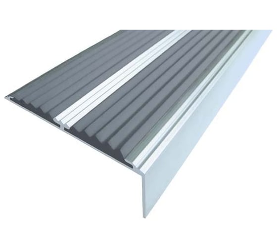 Изображение товара Двойной угол-порог ООО Элитпроф противоскользящий, алюминиевый, 81x25 мм, с черной резиновой вставкой АДУ 81х25 С 100 РЧ