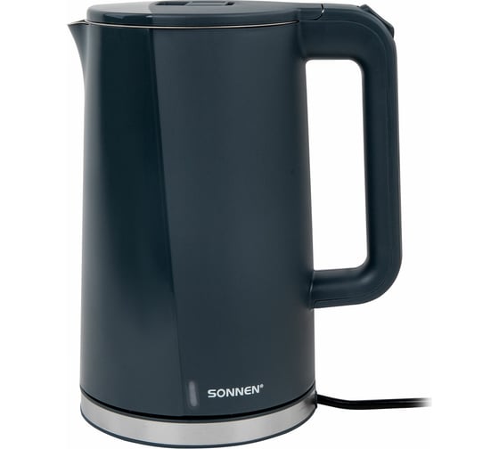 Изображение товара Чайник электрический с двойными стенками SONNEN Kt-8718b, 1.7 л, 2200 Вт, графитовый 454686