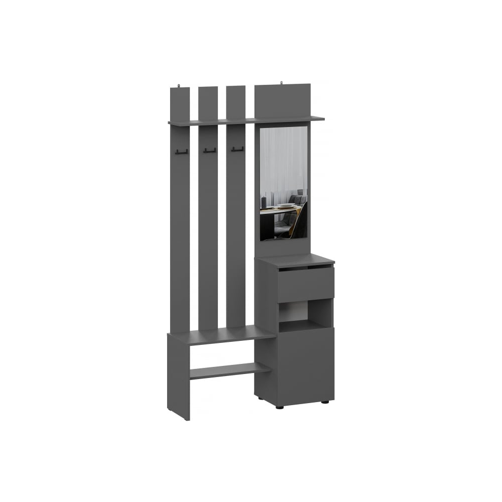 Изображение товара Готовая прихожая Woodville Сибити графит серый с зеркалом и тумбой