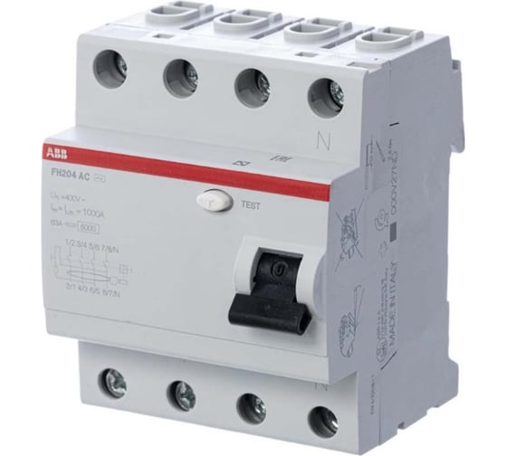 Изображение товара Устройство защитного отключения ABB УЗО 4п 63А 30мА FH204 АС (ELC2CSF204004R1630) 2CSF204004R1630