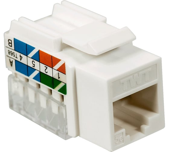 Изображение товара Модуль TWT Keystone RJ45, Cat.5E, UTP, 90 градусов, белый TWT-OK45UTP/5E-WH