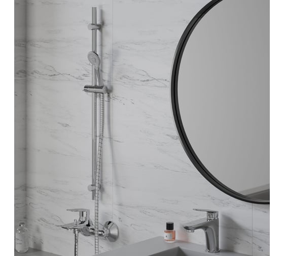 Изображение товара Комплект смесителей Paini Laguna 3 в1 для раковины и ванны с душевым комплектом, хром 61400