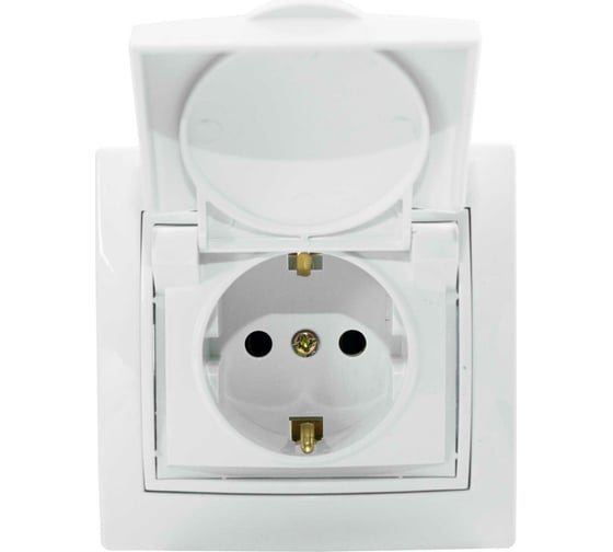 Изображение товара Розетка Jilion 1 гнездо с крышкой с заземлением, белая 9533172