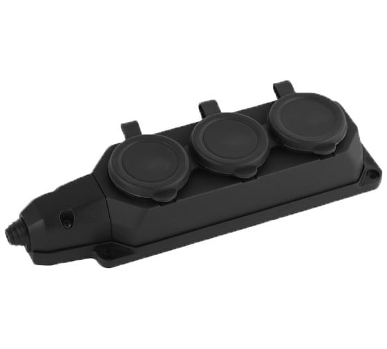 Изображение товара Колодка AY-KA 3 гнезда, с заземлением, c крышкой каучуковая 5530000