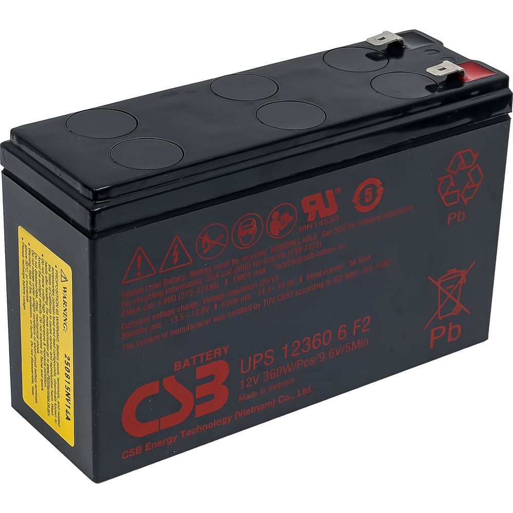 Изображение товара Аккумулятор CSB UPS123606 F2 УТ-00000157 12В 7.5Ач AGM