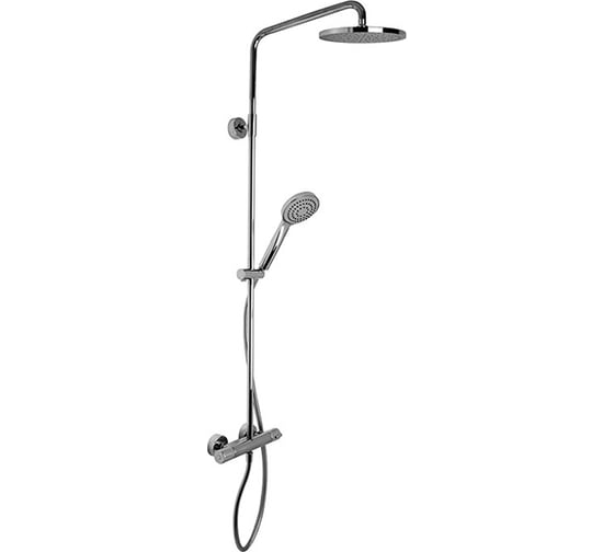 Изображение товара Смеситель для душа термостатический внешнего монтажа Fima Carlo Frattini с душевой стойкой,верхним душем и душевым комплектом, обрезная колонна, хром F4905/RP251CR