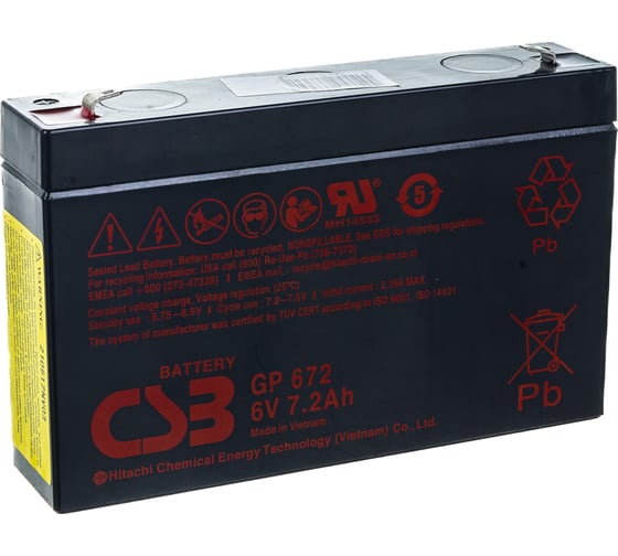 Изображение товара Аккумулятор для ИБП CSB GP672 6В, 7.2 Ач УТ-00000080