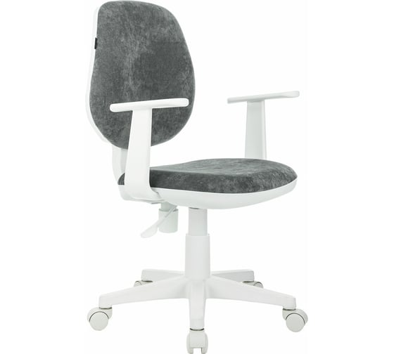 Изображение товара Кресло детское BRABIX Fancy Mg-201w, с подлокотниками, пластик белый, велюр, серое 533010