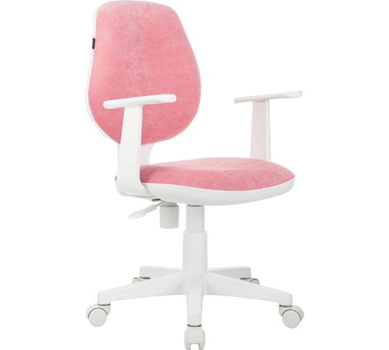 Изображение товара Кресло детское BRABIX Fancy Mg-201w, с подлокотниками, пластик белый, ткань вельветовая, розовое 533009