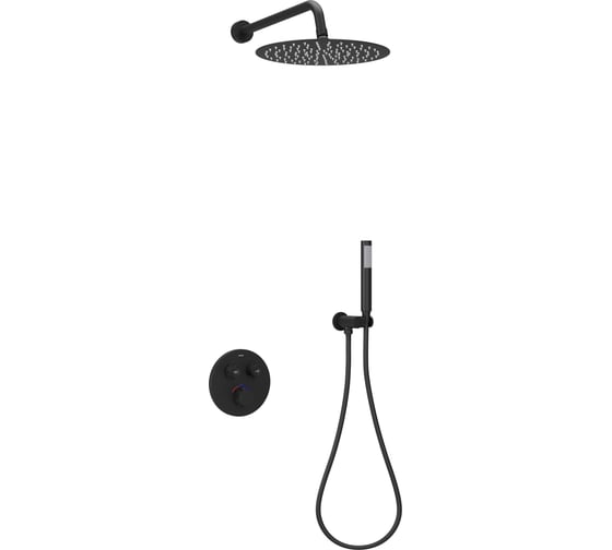 Изображение товара Душевой комплект Sancos Link встраиваемый, c термостатическим смесителем, цвет черный матовый SC3005MB