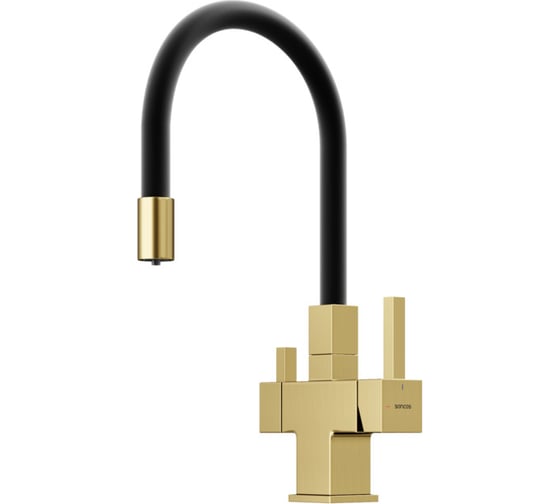 Изображение товара Смеситель для кухни Sancos Arno с возможностью подключения фильтра для воды, цвет брашированное золото SC4005BG